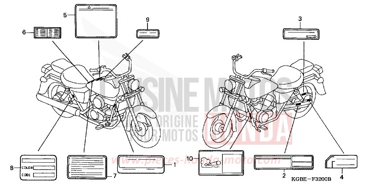 WARNETIKETT von Shadow VT125C ELEGANT BEIGE METALLIC (YR217) von 2003